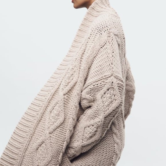 NWT ZARA CABLE KNIT COAT M, S 2142 - Picture 6 of 11